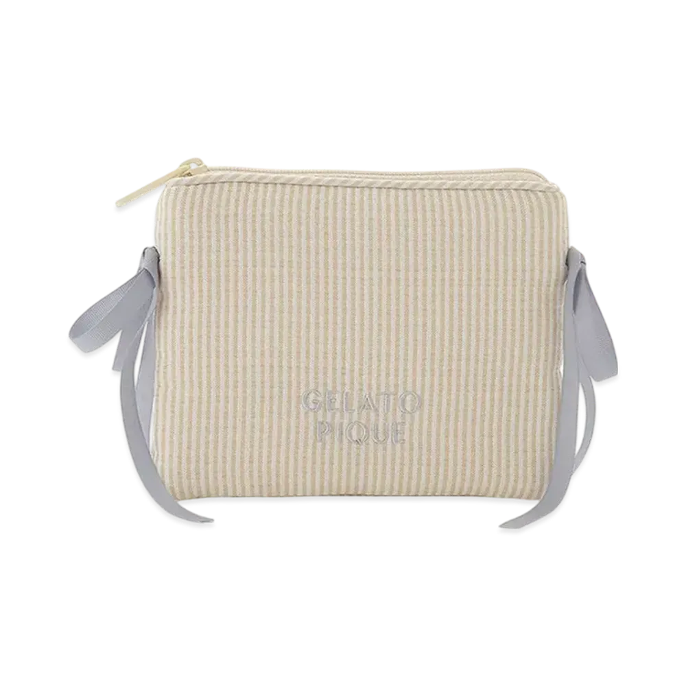 GELATO PIQUE Striped Ribbon Tissue Pouch "Yellow"