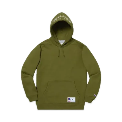 Supreme x Champion Outline Hooded Sweatshirt "Dark Olive"