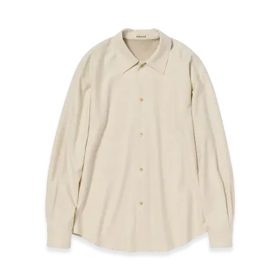 AURALEE Wool Fulling Flannel Shirt "Top Ivory"