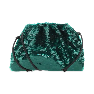 Bottega Veneta Women's Petrol Blue Sequins Mini Pouch Clutch "Green"