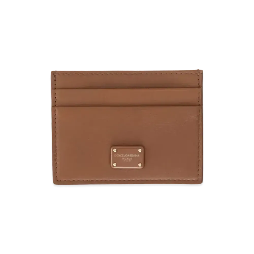 Dolce&Gabbana Credit Card Holder Calfskin Logo Print "Brown"