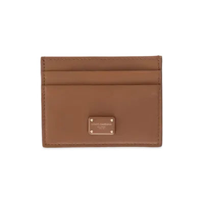 Dolce&Gabbana Credit Card Holder Calfskin Logo Print "Brown"