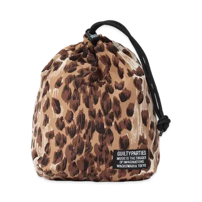 WACKO MARIA Leopard Drawstring Bag "Beige"