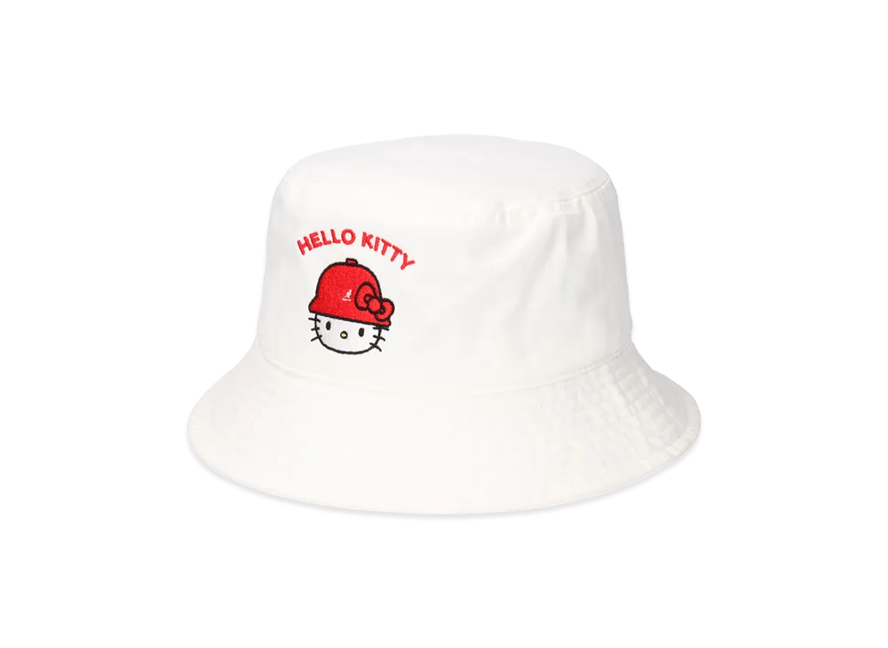 KANGOL x HELLO KITTY Washed Bucket "White"