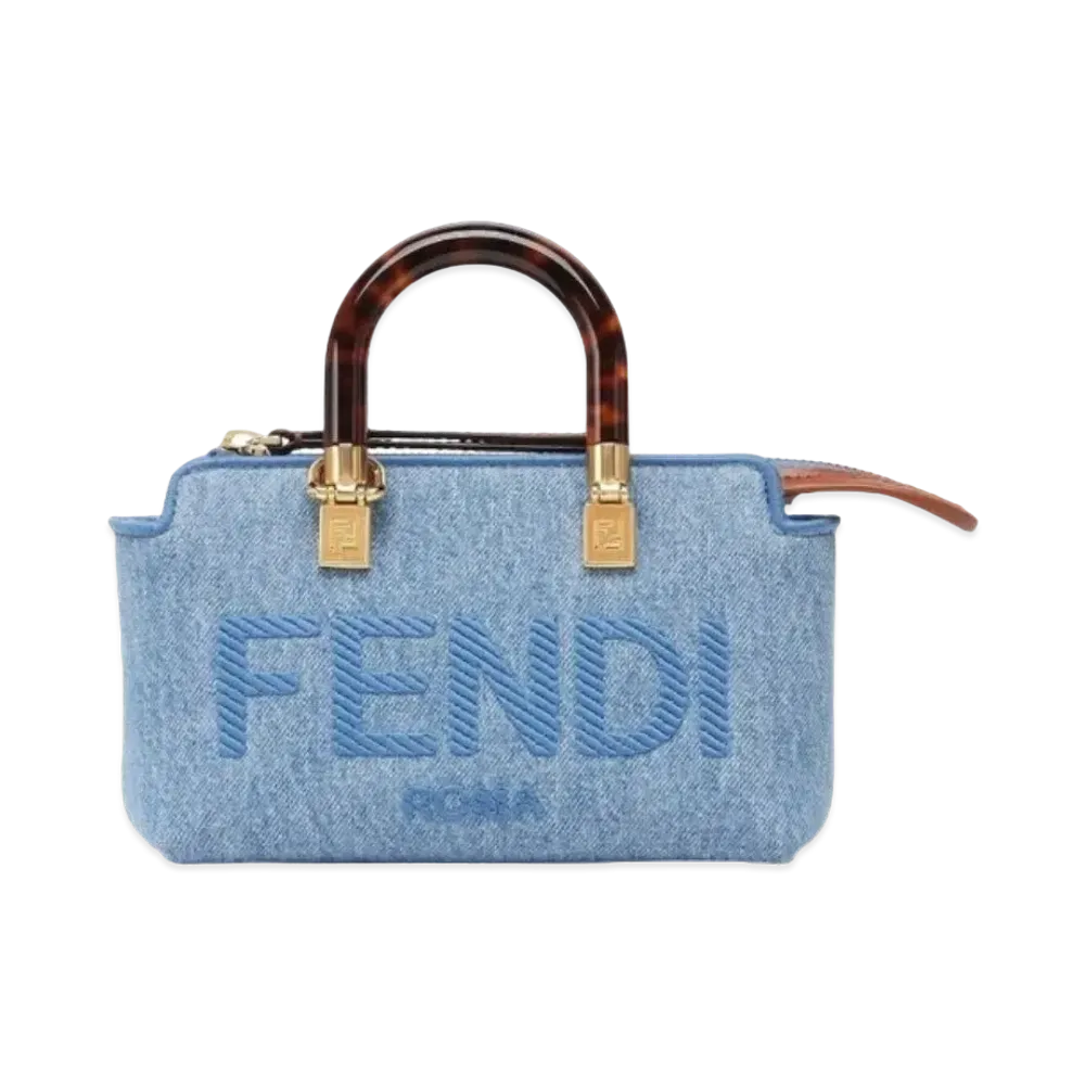FENDI By The Way Mini Denim Boston Bag Small "Light Blue"