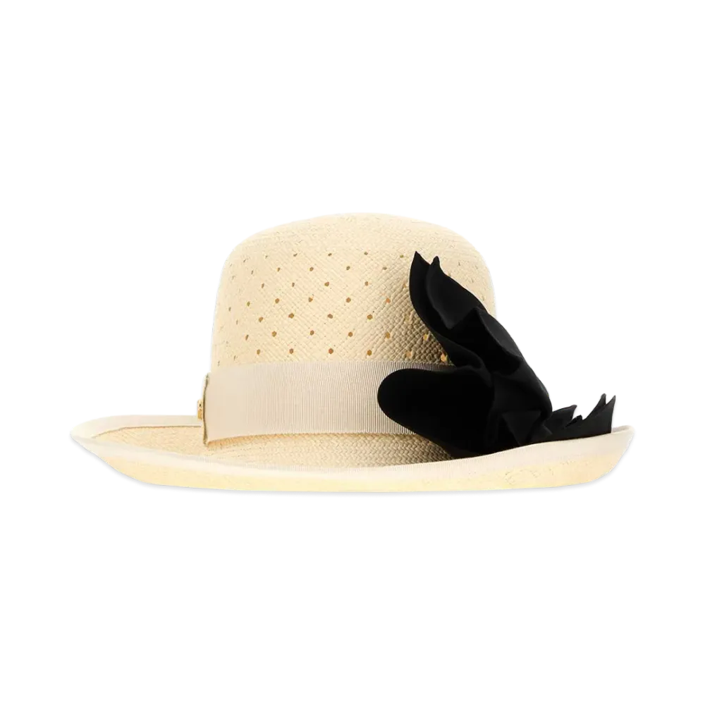 Valentino Women's Straw Vlogo Signature Hat "Beige"