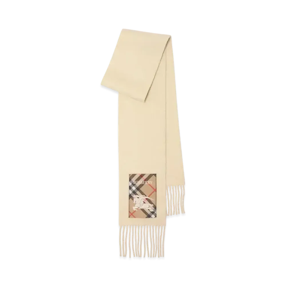 Burberry Check Label Cashmere Scarf "Nutmeg"