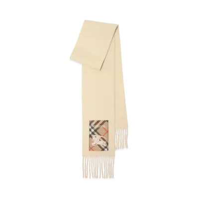 Burberry Check Label Cashmere Scarf "Nutmeg"
