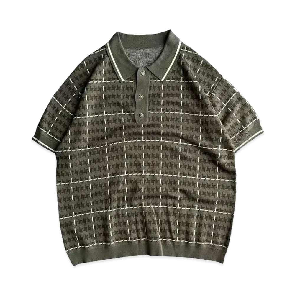 BALLSY.BROTHERS Gun club check knit polo shirt "Green"