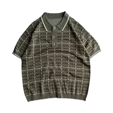 BALLSY.BROTHERS Gun club check knit polo shirt "Green"