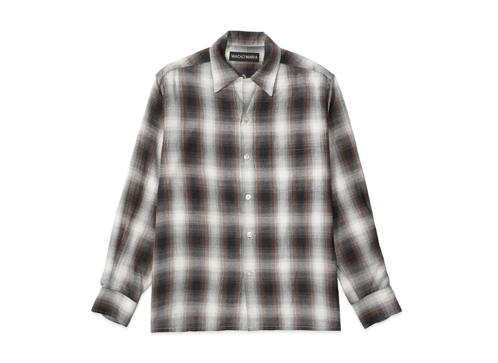 WACKO MARIA Ombre Check Open Collar Shirt "Brown"