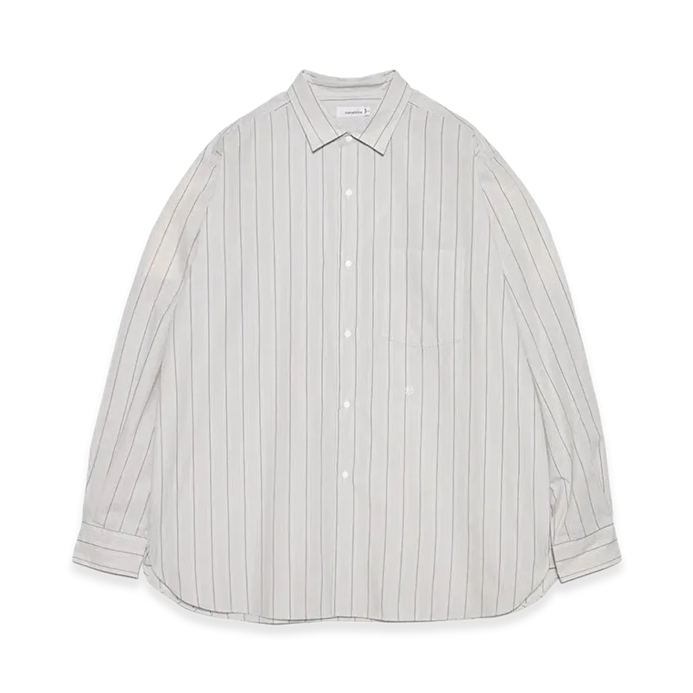 nanamica Regular Collar Stripe Wind Shirt "Gray"