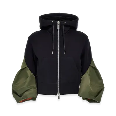 sacai Women's Sponge Hoodie "Navy/Khaki"