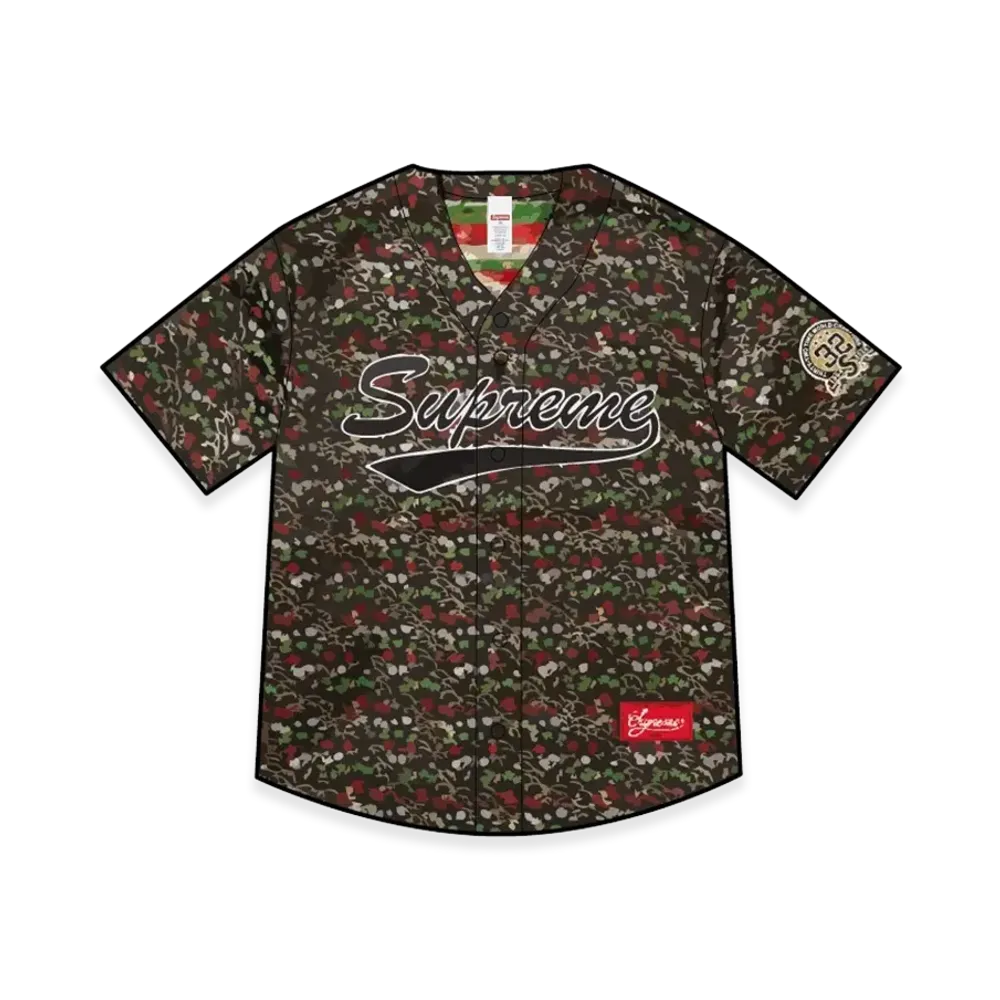 Supreme Floral Jacquard Baseball Jersey "Black"