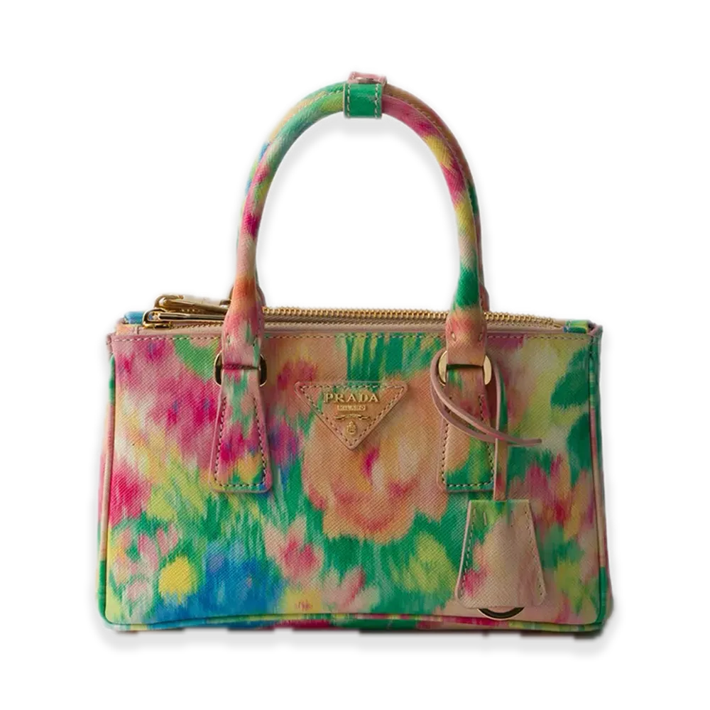 PRADA Galleria Printed Saffiano Leather Mini Bag "Green"