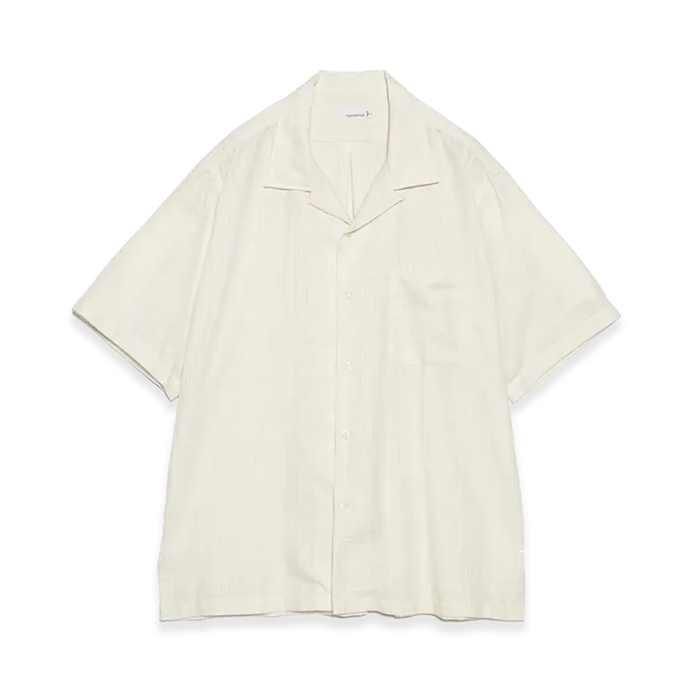 nanamica Open Collar Panama S/S Shirt "Off White"