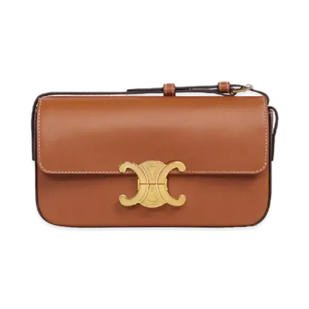 CELINE Triomphe Shoulder Bag in Natural Calfskin "Tan"