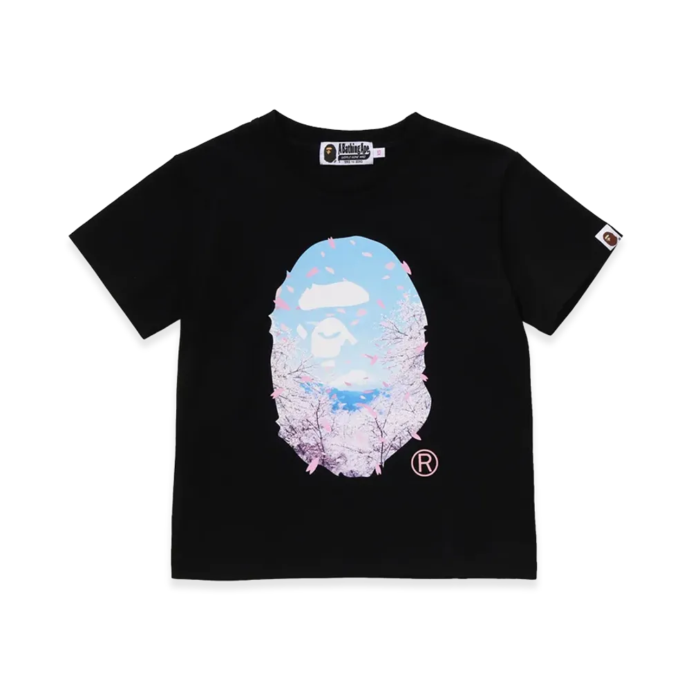 A BATHING APE Ladies Sakura Photo Ape Head Mini Tee "Black"