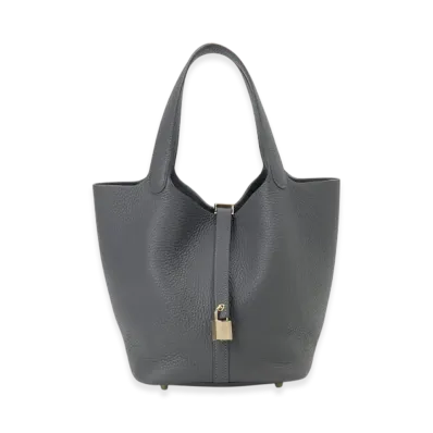 Hermes Picotin Lock MM 22 Handbag Gold-Tone Hardware "Ardoise Grey"