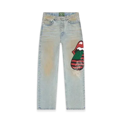 DENIM TEARS Rolling Stones AOP Denim Pant "Light Wash"