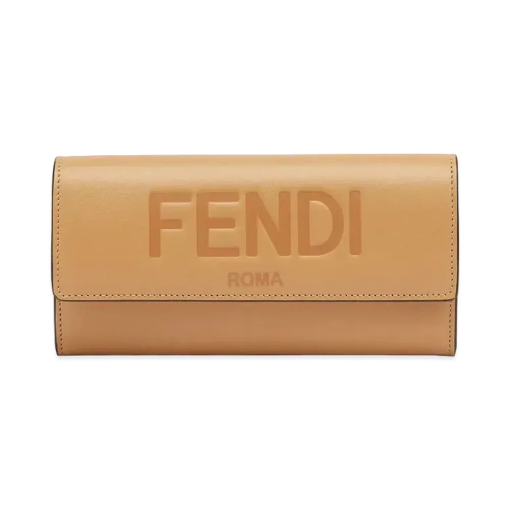 FENDI Continental Purse Leather Wallet "Beige"