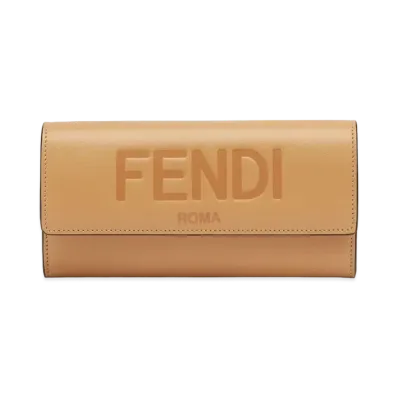 FENDI Continental Purse Leather Wallet "Beige"