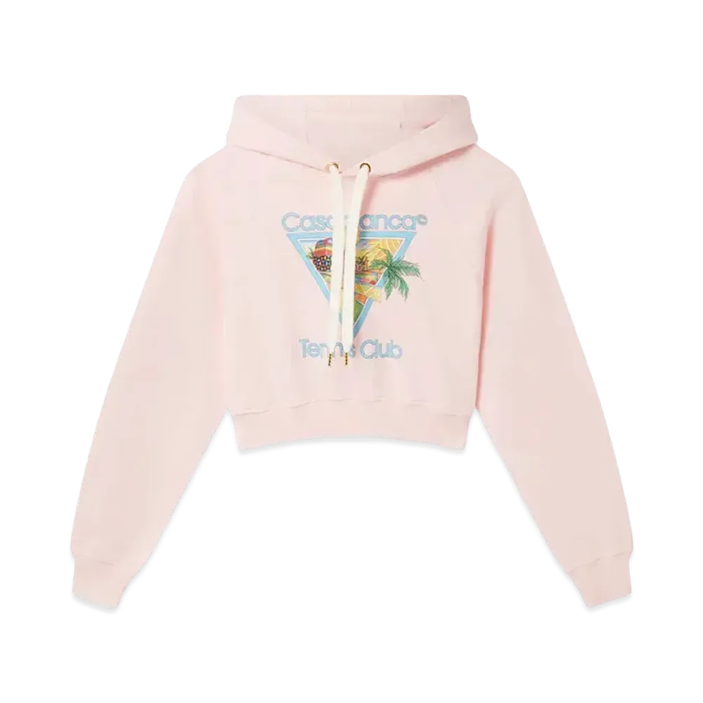 Casablanca Afro Cubism Tennis Club Cropped Hooded Sweatshirt "Pink"