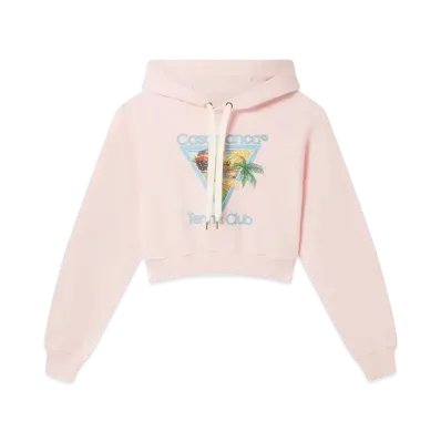 Casablanca Afro Cubism Tennis Club Cropped Hooded Sweatshirt "Pink"