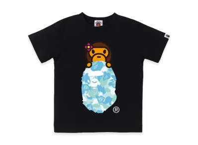 A BATHING APE Kids ABC Lisa Camo Lisa On Ape Head Tee "Black/Sax"