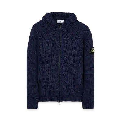 Stone Island 544D4 Handmade Feel Hooded Knit Cardigan - 22FW "Navy Blue"