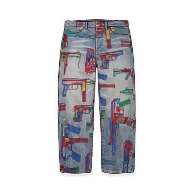 Supreme Guns Embroidered Loose Fit Jean "Washed Indigo"