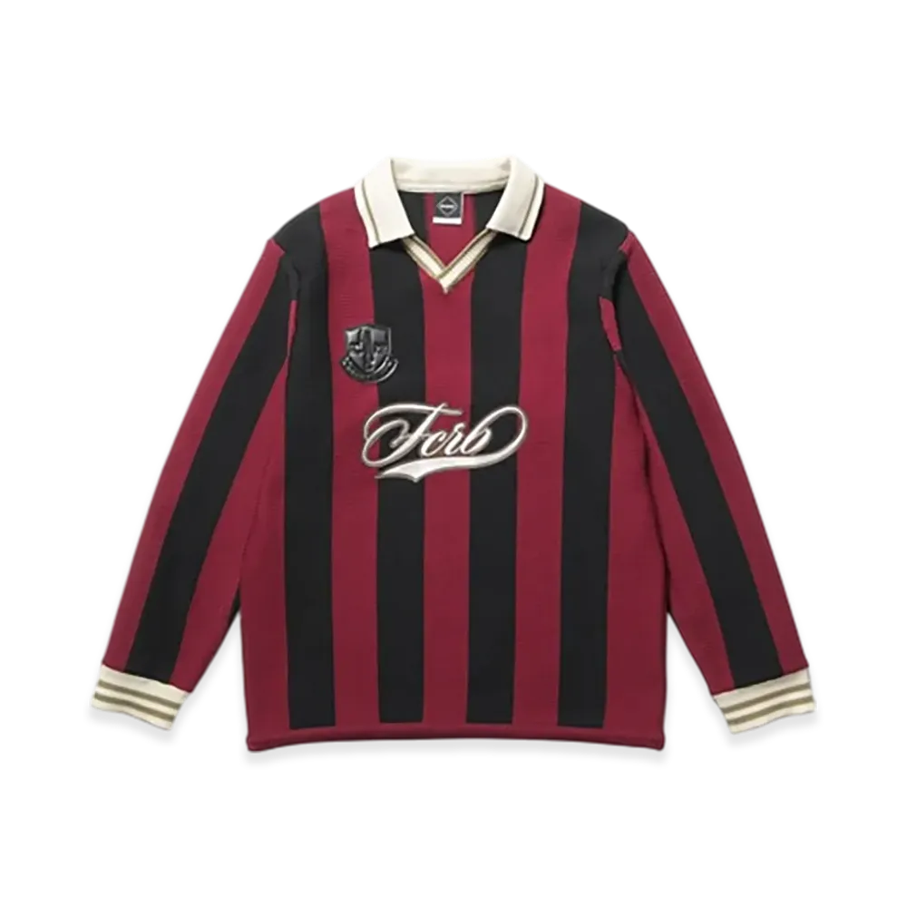 F.C.Real Bristol Stripe Knit Shirt "Burgundy"