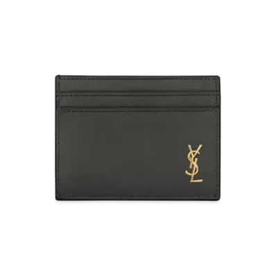 Saint Laurent Tiny Monogram Card Case In Smooth Leather "Black"