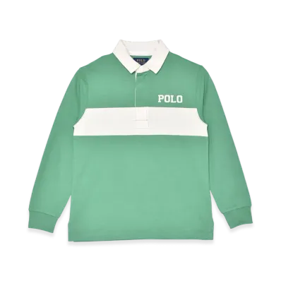 Polo Ralph Lauren Logo Appliqued Cotton Jersey Rugby Shirt Kids "Green"