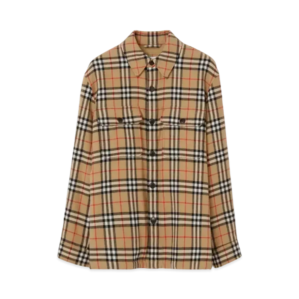 Burberry Men's Vintage Check Wool Cotton Overshirt "Archive Beige"