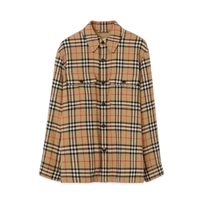 Burberry Men's Vintage Check Wool Cotton Overshirt "Archive Beige"