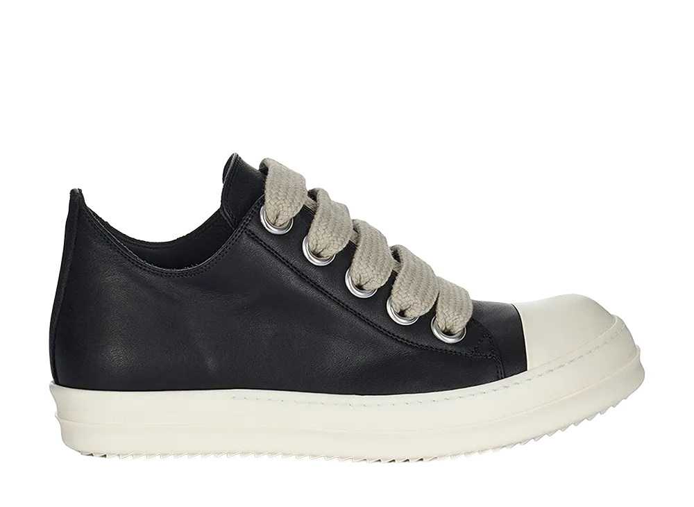 Rick Owens SS26 Jumbolace Low Sneaks Leather "Black/Milk"