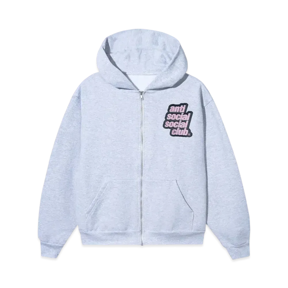 ANTI SOCIAL SOCIAL CLUB Major #1 Tear Into Silence Jumbo Patch Made in LA Heavyweight Zip Hoodie "Snow"