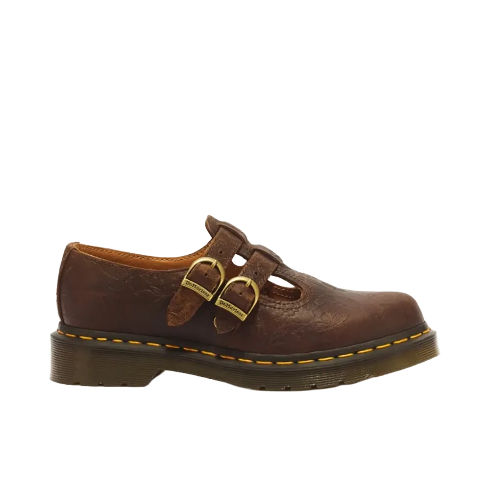 Dr.Martens 8065 2 Floral Emboss Mary Jane Shoe "Dark Brown"
