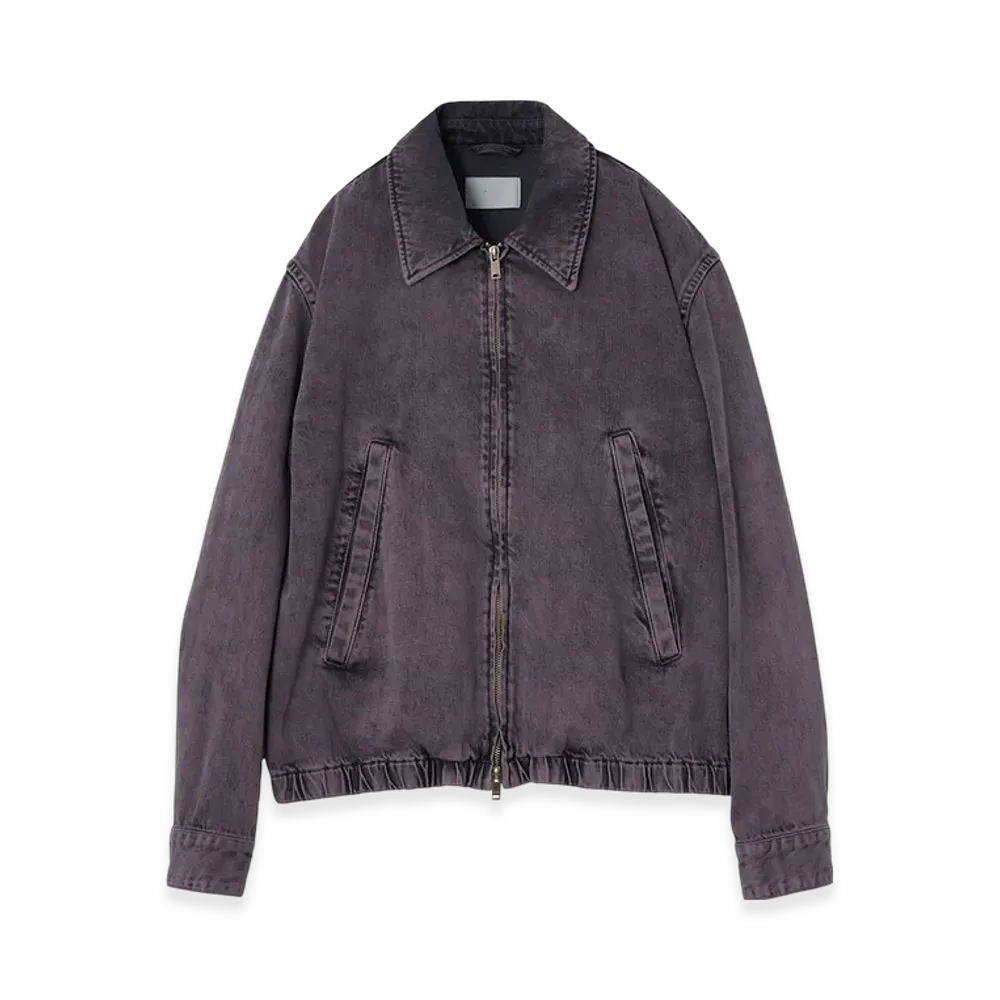 YOKE 12OZ Cotton Bleached & Over Dye Denim Front Zip Blouson "Purple"