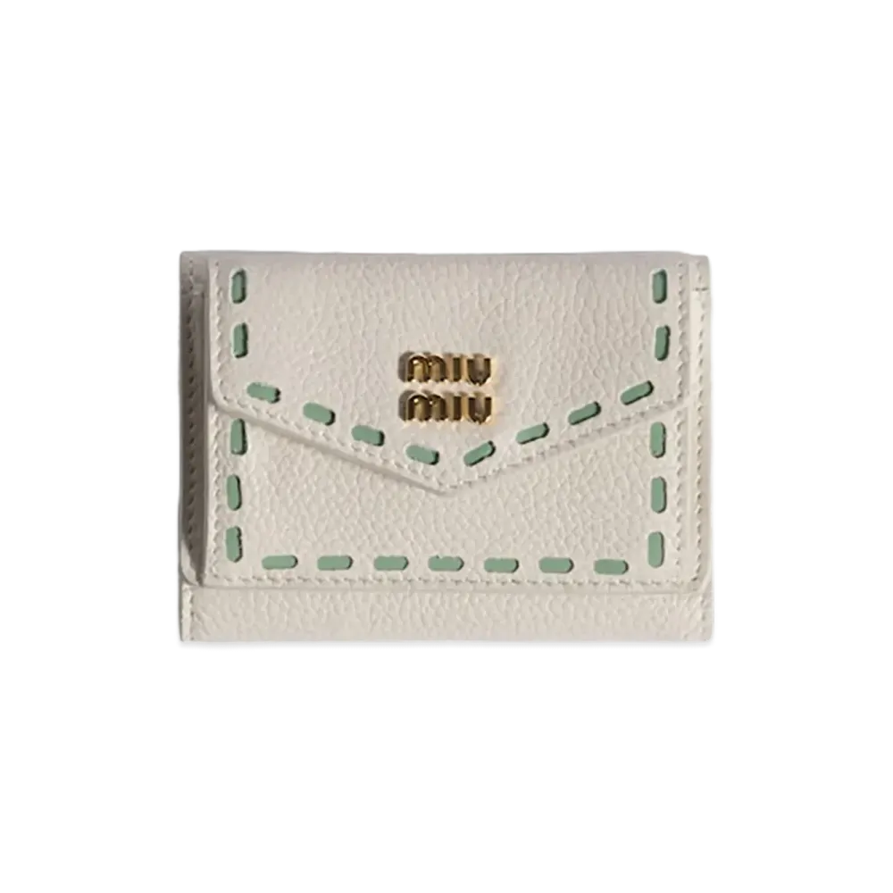 MIU MIU Leather Wallet "Chalk White/Aquamarine"