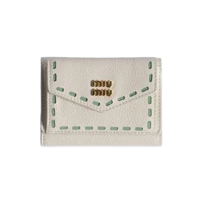 MIU MIU Leather Wallet "Chalk White/Aquamarine"