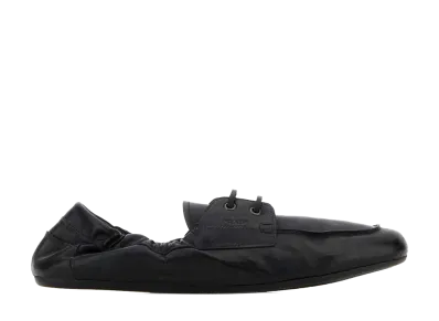 PRADA Shuffle Antiqued Leather Laced Shoes "Black"