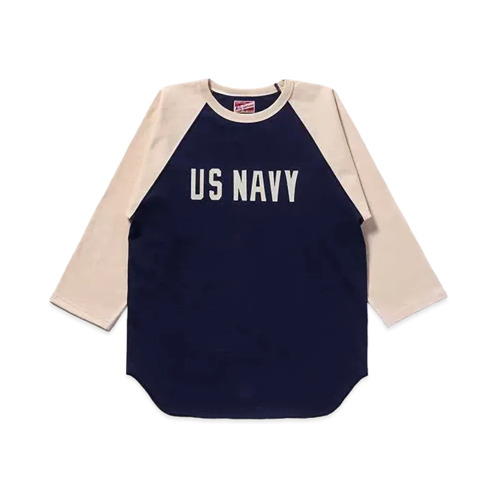 THE REAL McCOY'S Military Baseball Tee / Navy "Navy x Ecru"