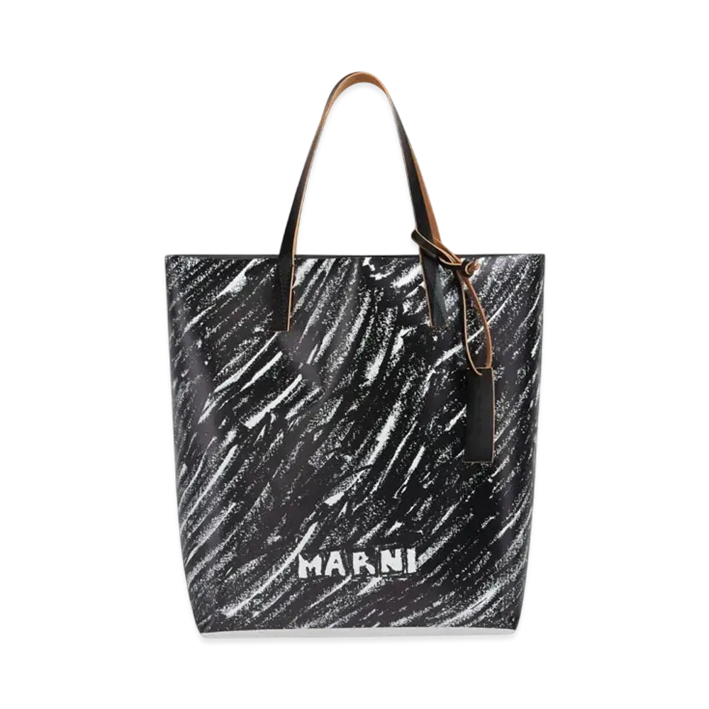 Marni Tribeca Tote Bag with Crayon Print "Black"