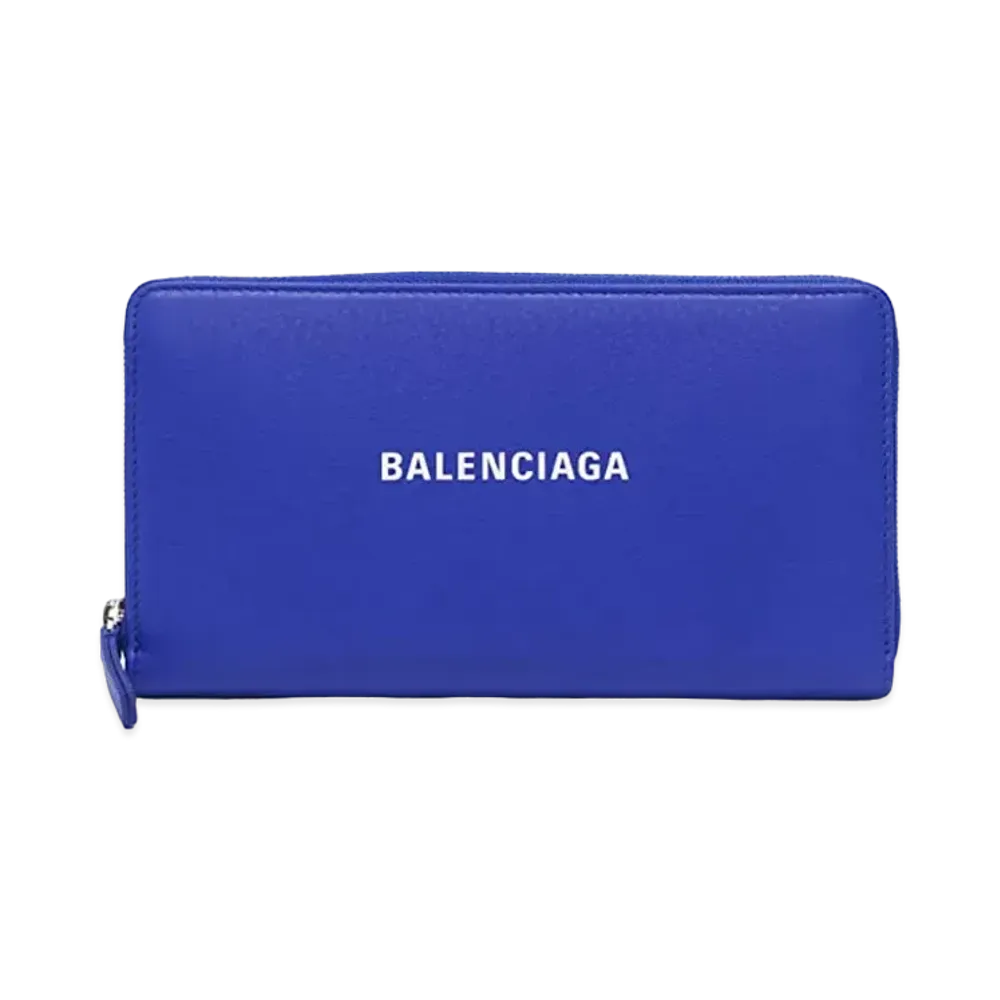 BALENCIAGA Everyday leather Zip Around Wallet "Blue"