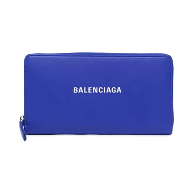 BALENCIAGA Everyday leather Zip Around Wallet "Blue"