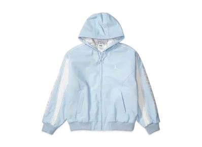Supreme x Jordan Hooded Leather Jacket "Light Blue"