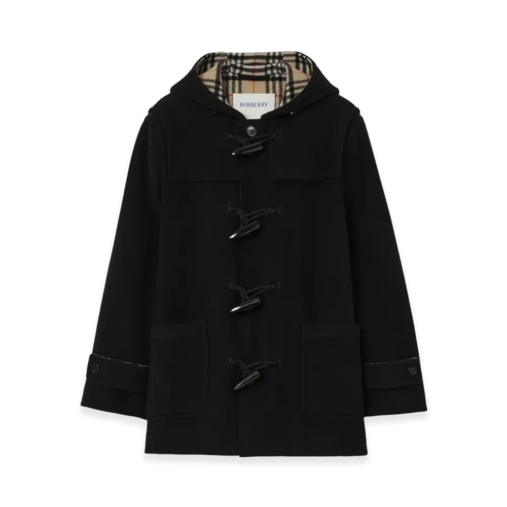 Burberry Short Wool Harrogate Duffle Coat "Black"