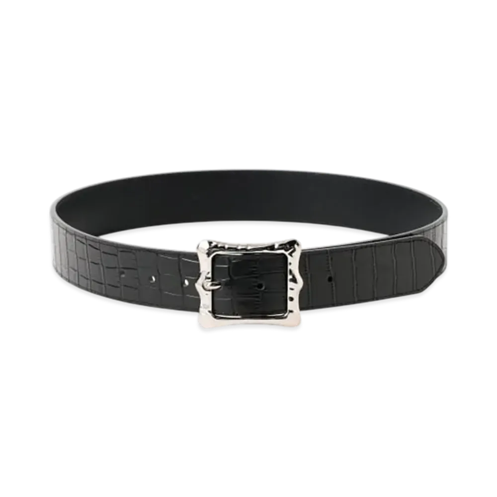 BEAMS FUTURE ARCHIVE Croco Leather Belt "Black"